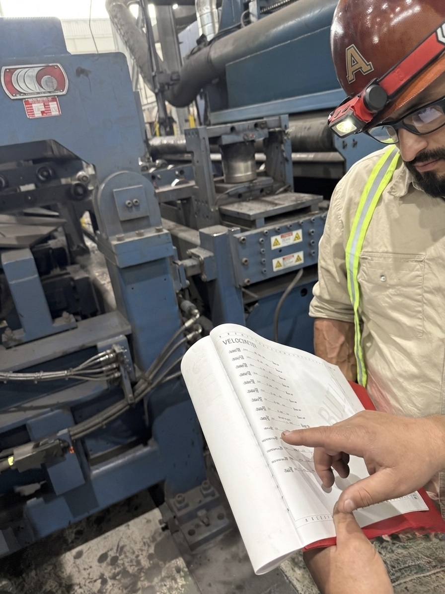 Engineer verifying specifications in the field